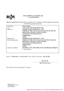 RINA電動(dòng)機(jī)型式認(rèn)可
